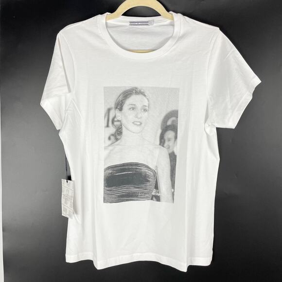 Proof of Concept T-Shirt Carrie Bradshaw Graphic White Cotton Short Sleeve Sz L - Picture 1 of 7